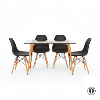 Juego De Comedor Frama Negro 4 Asientos Althea Confort