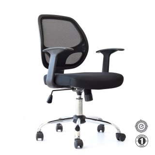 Silla Giratoria Mali Con Brazos Cromado Negro Althea Confort