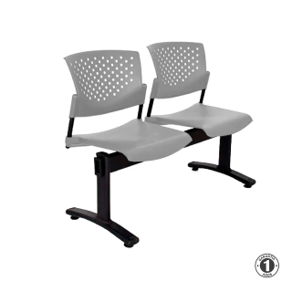 Tandem De Espera Butterfly Ve Gris 2 Asientos Estructura Negro Althea Confort