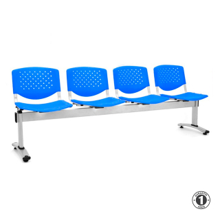 Tandem De Espera Prisma Azul 4 Asientos Estructura Gris Althea Confort