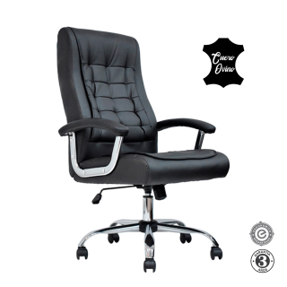 Silla Ergonómica Shiny Xh Cuero Ovino Negro Althea Confort