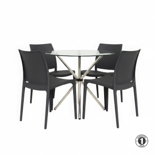 Juego De Comedor Domus Negro 4 Asientos Althea Confort