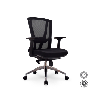 Silla Ergonómica Winner Gerente Brazos 1D Aluminio Negro Althea Confort