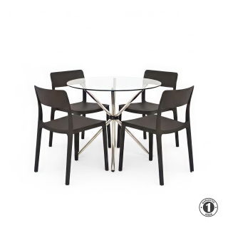 Juego De Comedor Vittoria Negro 4 Asientos Althea Confort