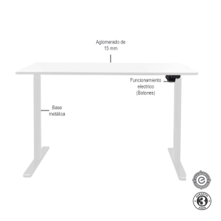 Escritorio Eléctrico Slide Regulable Blanco Althea Confort