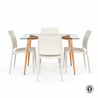 Juego De Comedor Habitad Blanco 4 Asientos Althea Confort