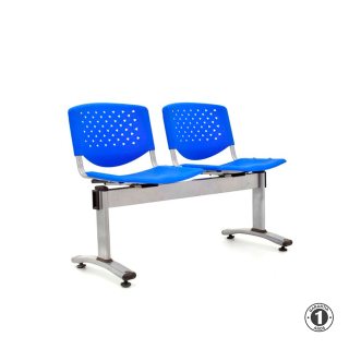 Tandem De Espera Prisma Azul 2 Asientos Estructura Gris Althea Confort