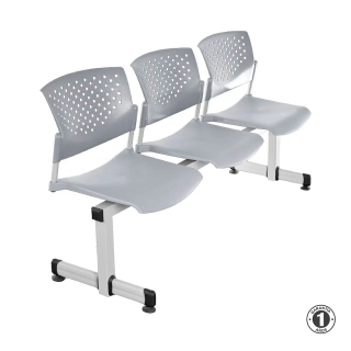 Tandem De Espera Butterfly Gris 3 Asientos Estructura Gris Althea Confort