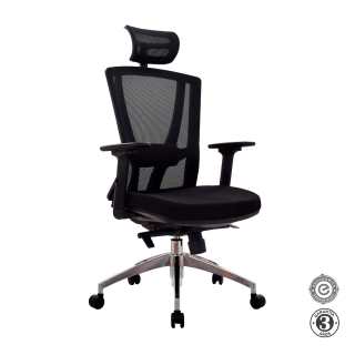 Silla Ergonómica Winner Presidente Brazos 3D Aluminio Negro Althea Confort