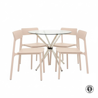 Juego De Comedor Vittoria Café 4 Asientos Althea Confort