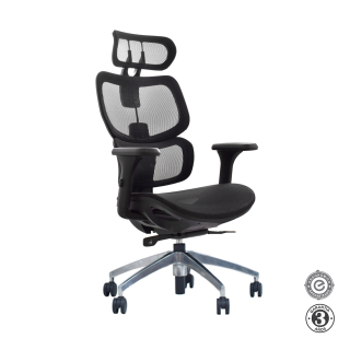 Silla Ergonómica Sam Presidente Aluminio Negro Althea Confort