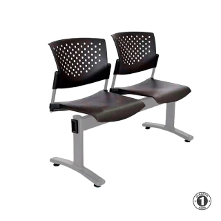 Tandem De Espera Butterfly Negro 2 Asientos Estructura Gris Althea Confort