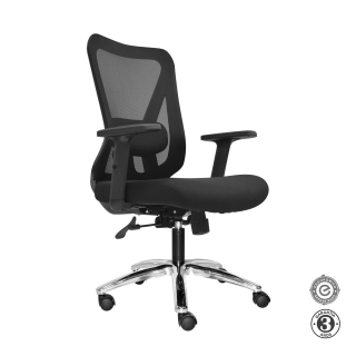 Silla Ergonómica Dolfin Lap Brazos 1D Gerente Cromado Negro Althea Confort