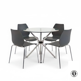 Juego De Comedor Lumo Negro 4 Asientos Althea Confort