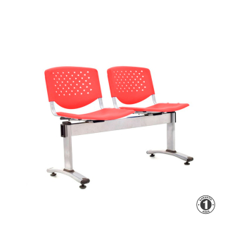 Tandem De Espera Prisma Rojo 2 Asientos Estructura Gris Althea Confort