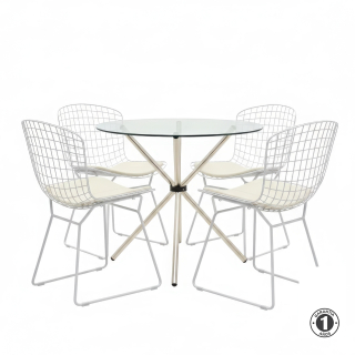 Juego De Comedor Deco Blanco 4 Asientos Althea Confort