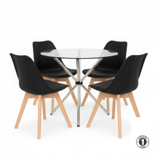 Juego De Comedor Vitta Negro 4 Asientos Althea Confort