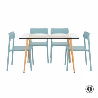 Juego De Comedor Plane Azul 4 Asientos Althea Confort