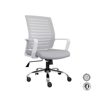 Silla Ergonómica Onix Gerente Cromado Blanco y Gris Althea Confort
