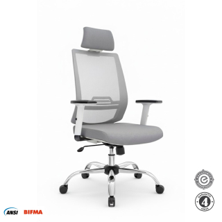 Silla Ergonómica Think Presidente Brazos 1D Cromado Gris Althea Confort