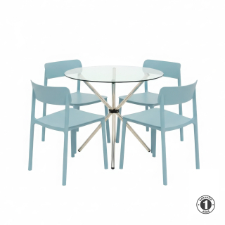 Juego De Comedor Vittoria Azul 4 Asientos Althea Confort