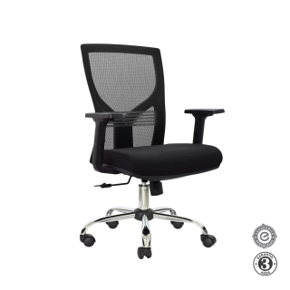 Silla Ergonómica Tom Gerente Cromada Negro 1D Althea Confort