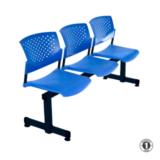 Tandem De Espera Butterfly Ve Azul 3 Asientos Estructura Negro Althea Confort