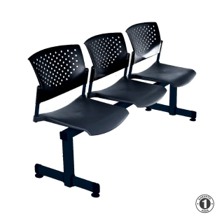 Tandem De Espera Butterfly Ve Negro 3 Asientos Estructura Negro Althea Confort