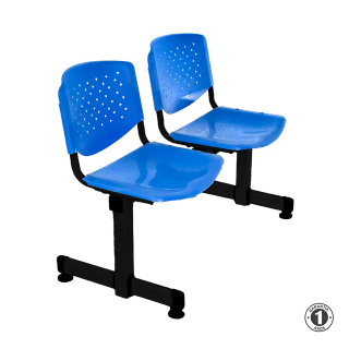 Tandem De Espera Prisma Ve Azul 2 Asientos Estructura Negro Althea Confort