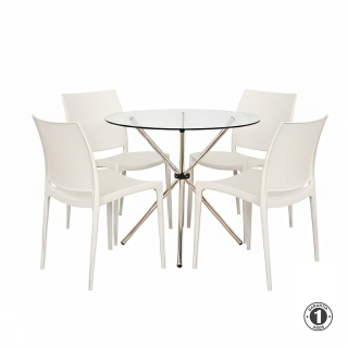 Juego De Comedor Domus Blanco 4 Asientos Althea Confort