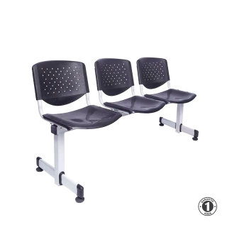 Tandem De Espera Prisma Ve Negro 3 Asientos Eg Althea Confort