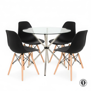 Juego De Comedor Lumina Negro 4 Asientos Althea Confort