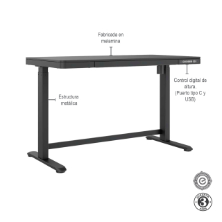 Escritorio Eléctrico Skala Regulable Negro Althea Confort