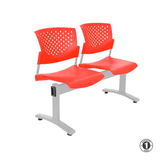 Tandem De Espera Butterfly Rojo 2 Asientos Estructura Gris Althea Confort