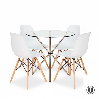 Juego De Comedor Lumina Blanca 4 Asientos Althea Confort