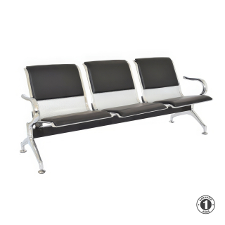 Tandem Aeropuerto Semi Tapiz Negro 3 Asientos Althea Confort