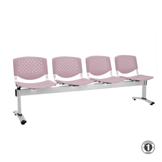 Tandem De Espera Prisma Gris 4 Asientos Estructura Gris Althea Confort