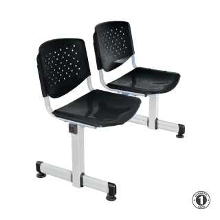 Tandem De Espera Prisma Ve Negro 2 Asientos Estructura Gris Althea Confort