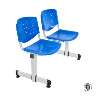 Tandem De Espera Prisma Ve Azul 2 Asientos Estructura Gris Althea Confort