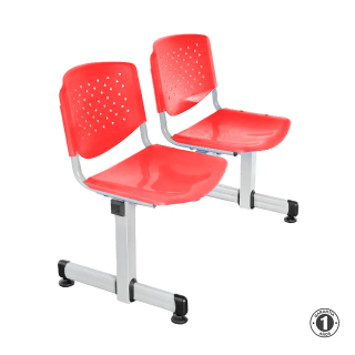 Tandem De Espera Prisma Ve Rojo 2 Asientos Estructura Gris Althea Confort