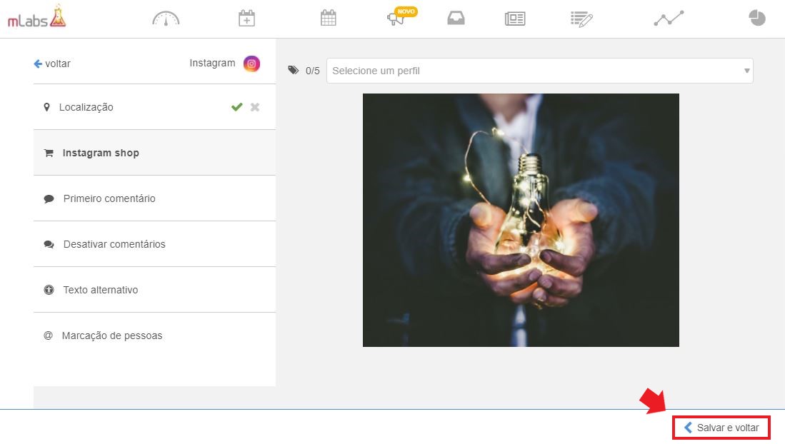 como programar postagens no instagram: imagem da tela de recursos adicionais