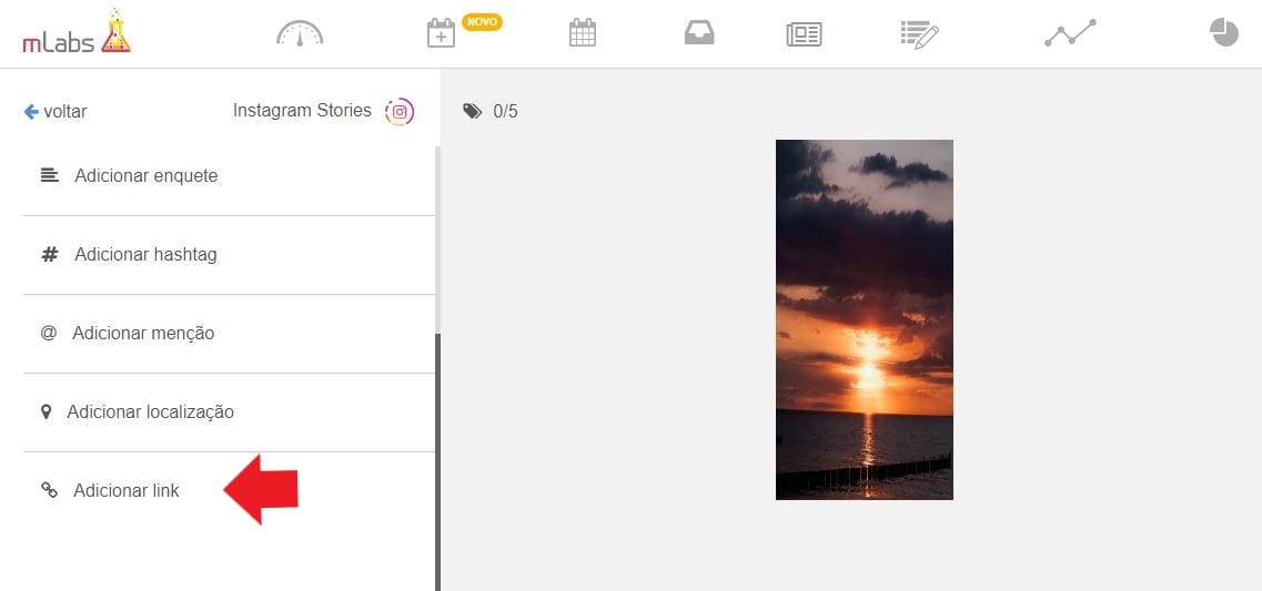 Colocar Link no Instagram pela mLabs: imagem da tela de agendamento da ferramenta mLabs.