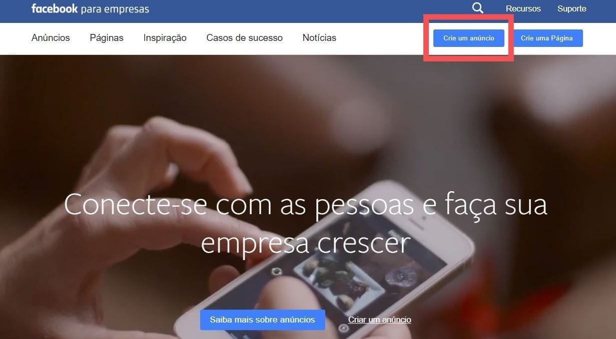 Tela Facebook for Business - post sobre como criar anúncio no instagram stories