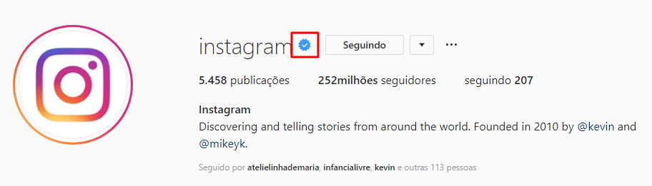 conta verificada no instagram