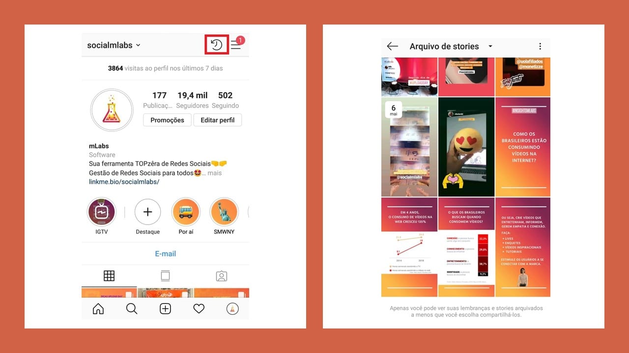 Destaques Instagram: imagem da tela do Instagram.