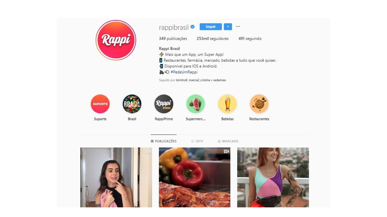 Destaques Instagram: imagem do perfil do Instagram da Rappi