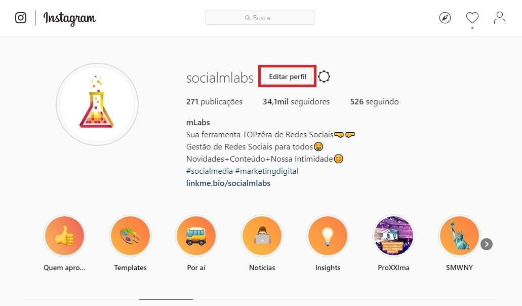 Linktree: imagem do perfil da mLabs no Instagram