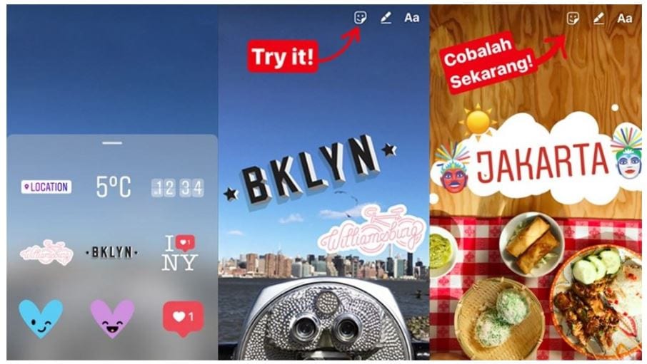 Como colocar Stickers no Instagram: imagem da tela do aplicativo com vários stickers