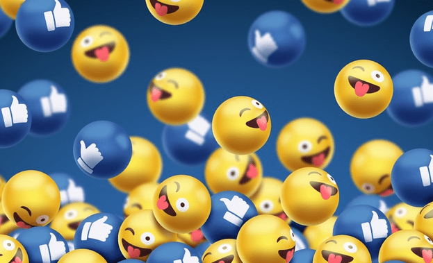 imagem com emojis e likes, representando as interações nas redes sociais