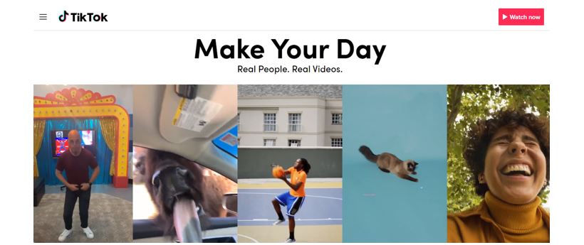 Redes Sociais Novas: imagem da tela inicial do site Tik Tok